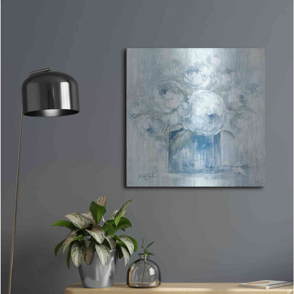 Luxe Metal Art 'White Peonies' by Debi Coiules, Metal Wall Art,24x24