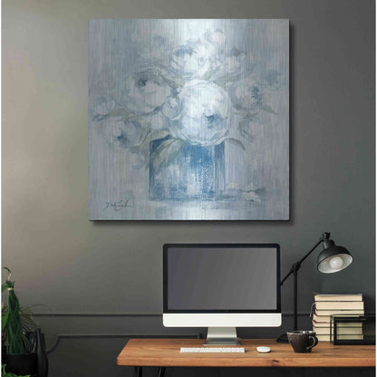 Luxe Metal Art 'White Peonies' by Debi Coiules, Metal Wall Art,36x36