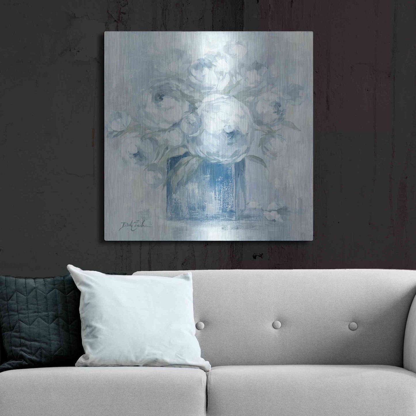 Luxe Metal Art 'White Peonies' by Debi Coiules, Metal Wall Art,36x36