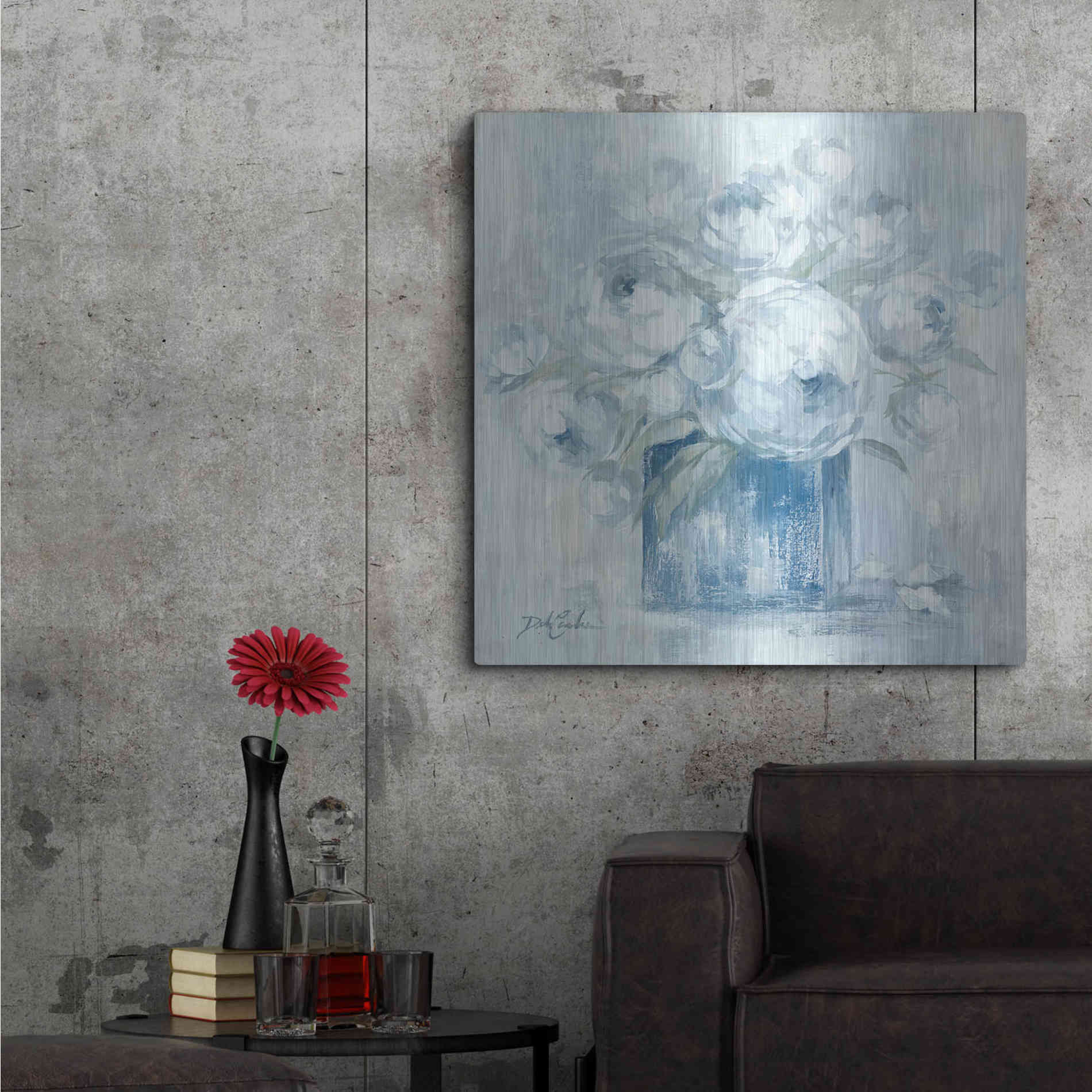 Luxe Metal Art 'White Peonies' by Debi Coiules, Metal Wall Art,36x36