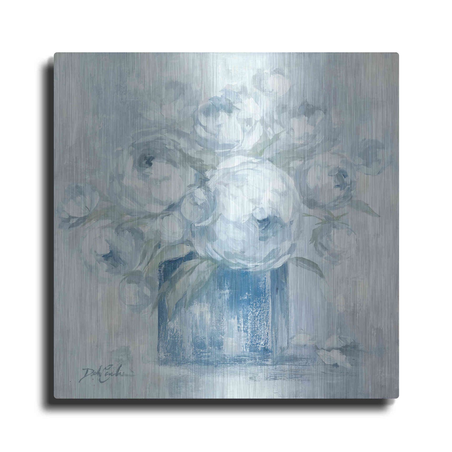 Luxe Metal Art 'White Peonies' by Debi Coiules, Metal Wall Art