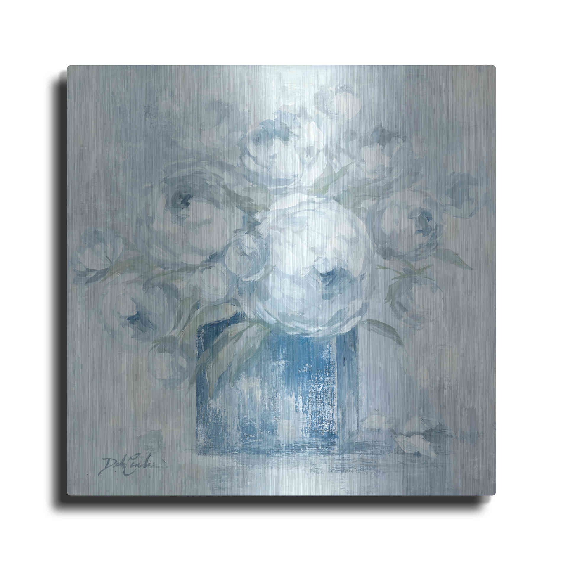 Luxe Metal Art 'White Peonies' by Debi Coiules, Metal Wall Art