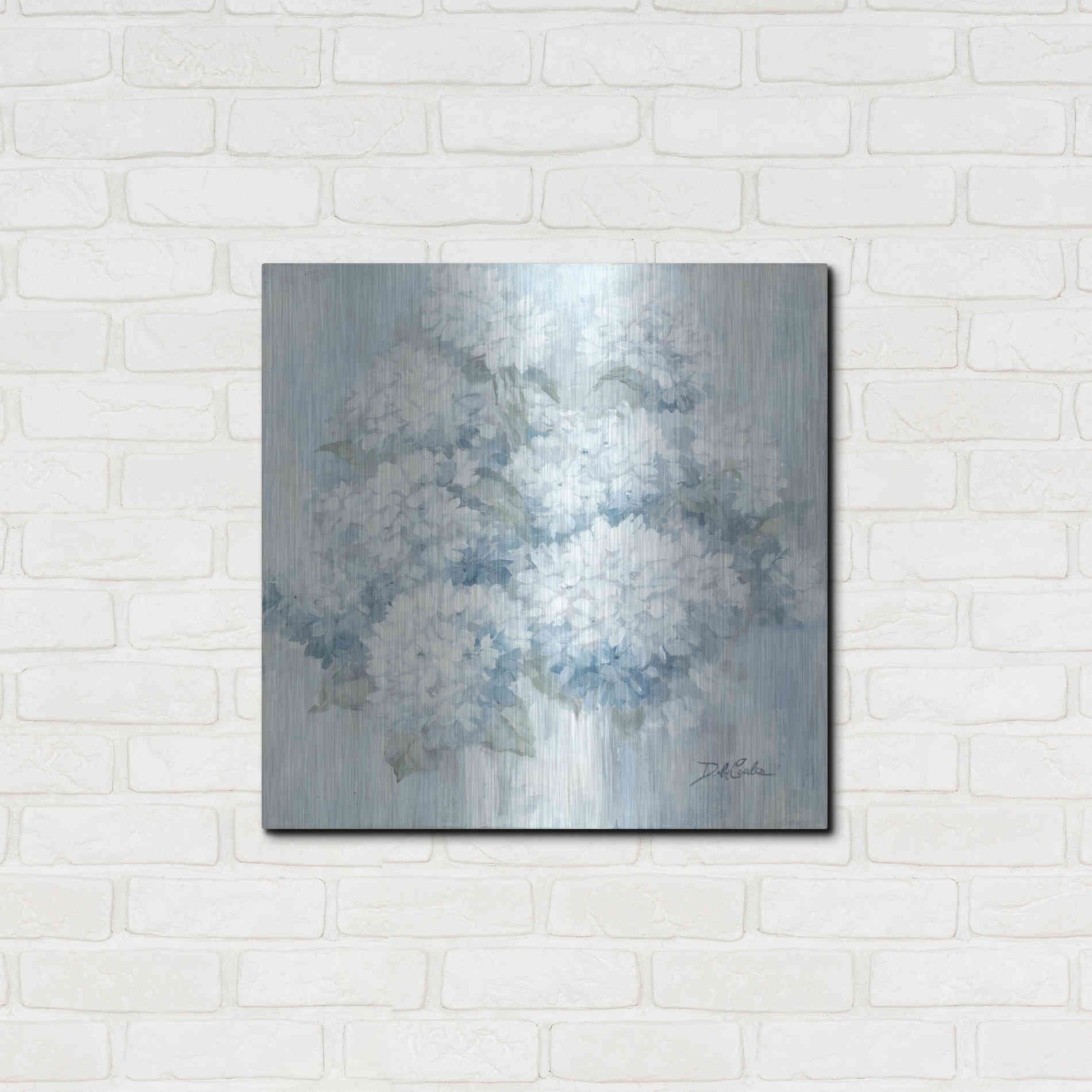 Luxe Metal Art 'White Hydrangeas' by Debi Coiules, Metal Wall Art,24x24