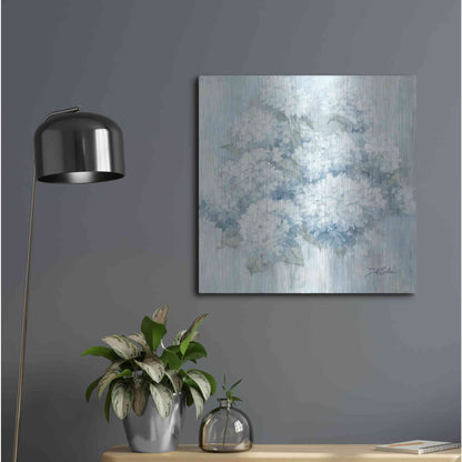 Luxe Metal Art 'White Hydrangeas' by Debi Coiules, Metal Wall Art,24x24