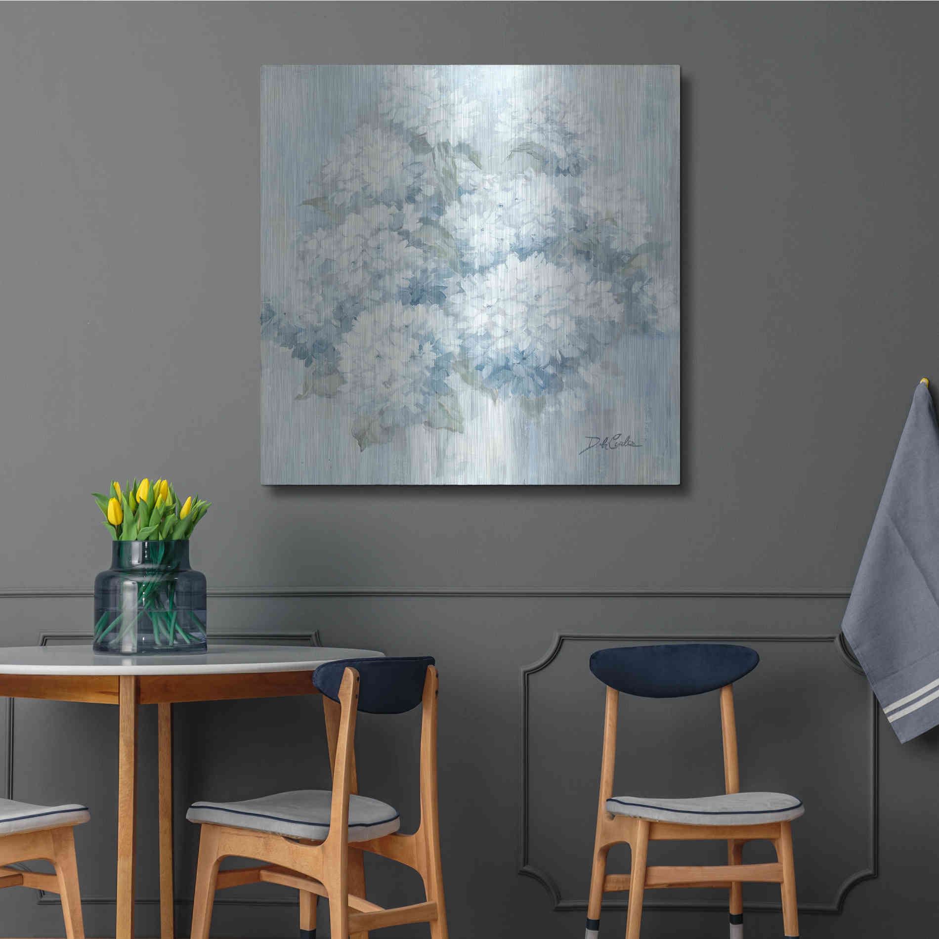 Luxe Metal Art 'White Hydrangeas' by Debi Coiules, Metal Wall Art,36x36