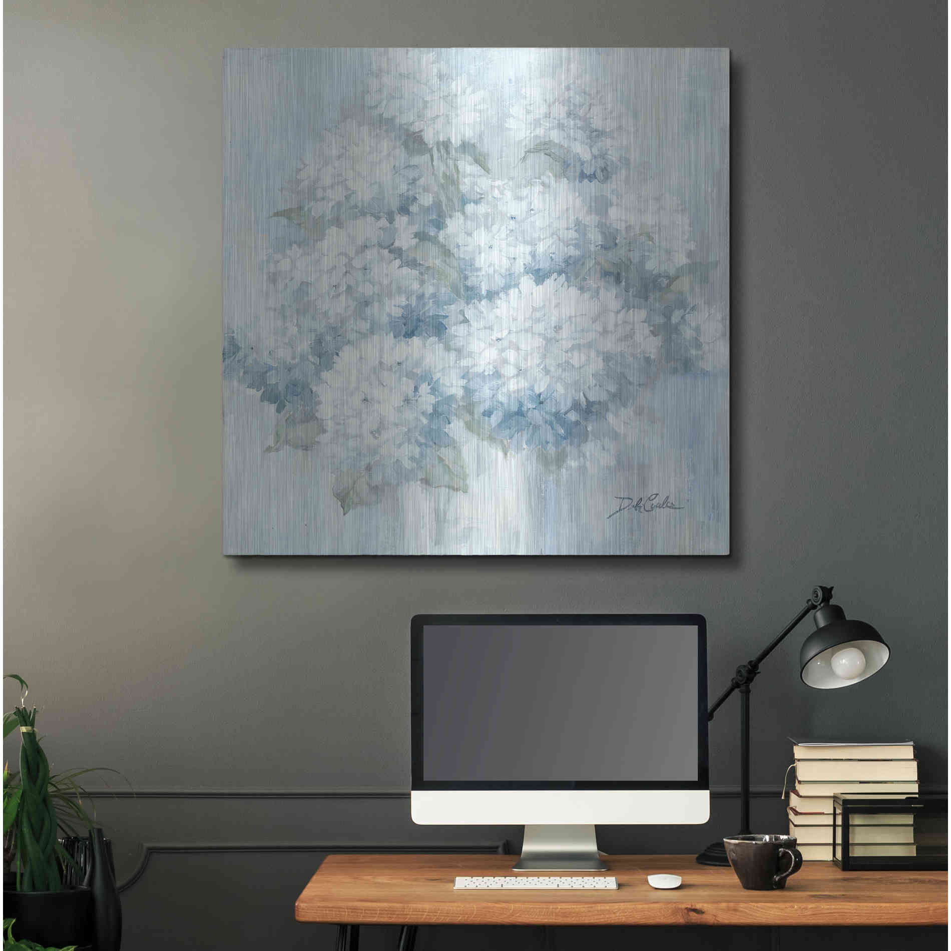Luxe Metal Art 'White Hydrangeas' by Debi Coiules, Metal Wall Art,36x36