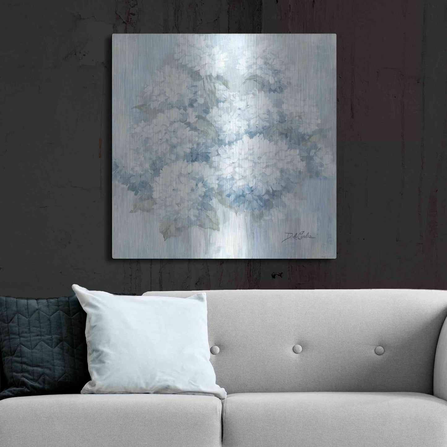 Luxe Metal Art 'White Hydrangeas' by Debi Coiules, Metal Wall Art,36x36