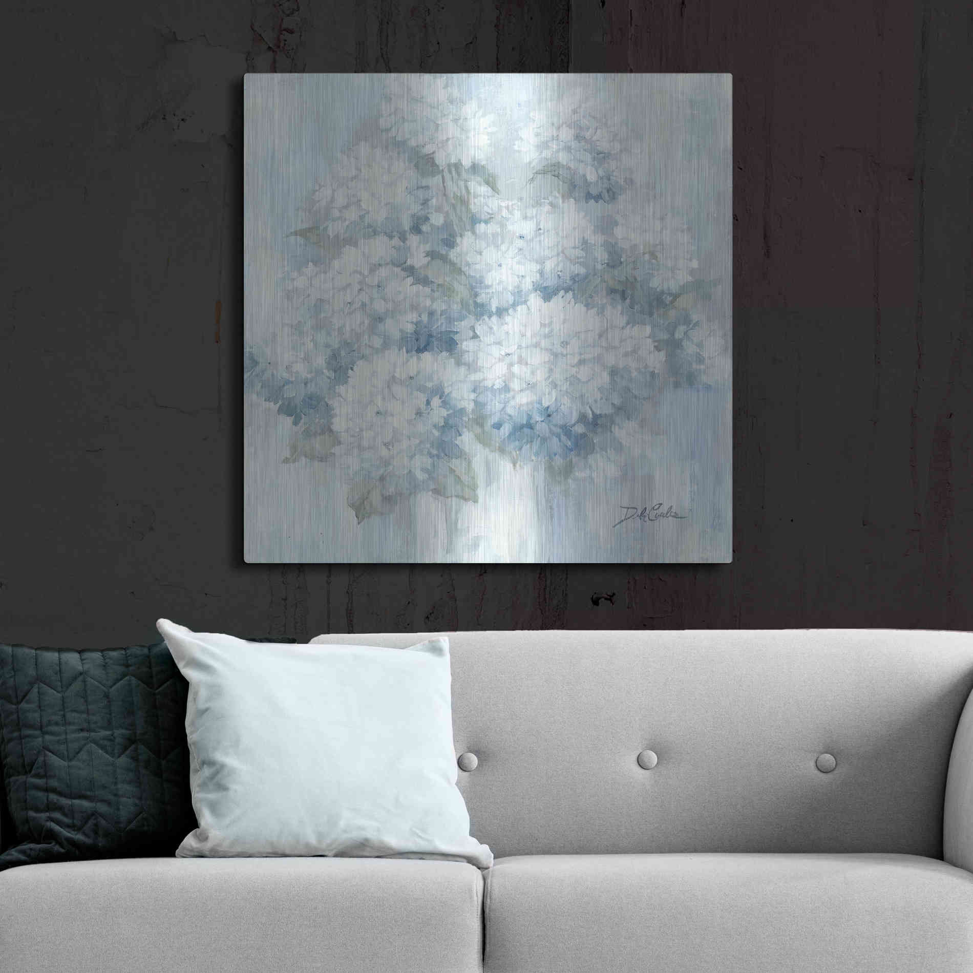 Luxe Metal Art 'White Hydrangeas' by Debi Coiules, Metal Wall Art,36x36