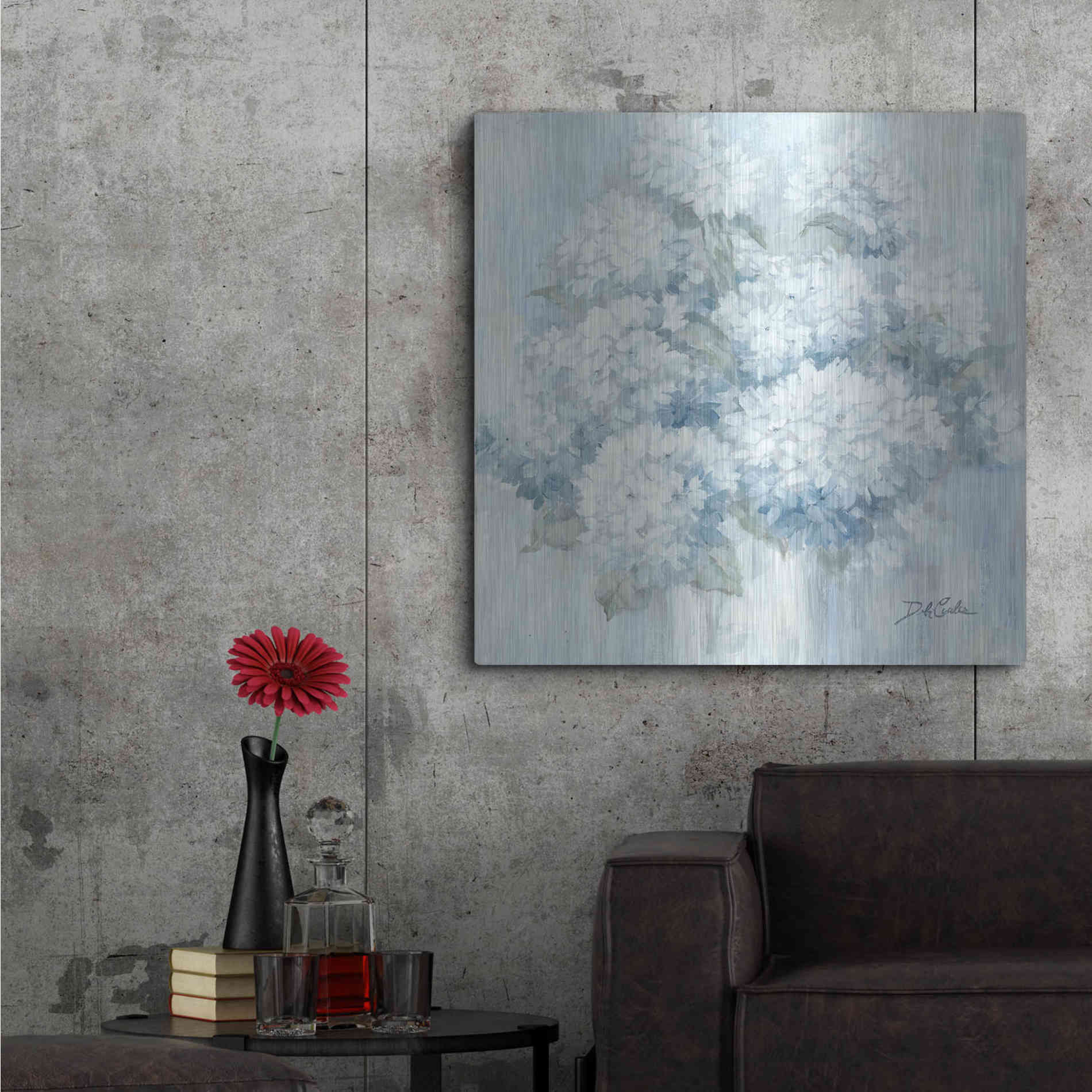 Luxe Metal Art 'White Hydrangeas' by Debi Coiules, Metal Wall Art,36x36