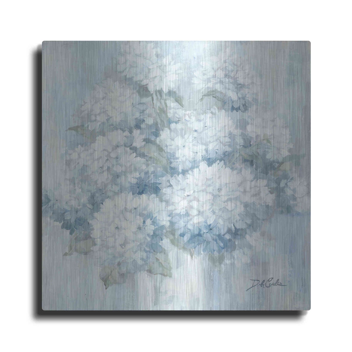 Luxe Metal Art 'White Hydrangeas' by Debi Coiules, Metal Wall Art