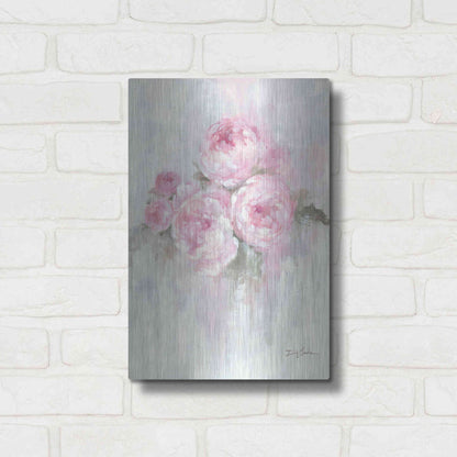 Luxe Metal Art 'Pink Peonies' by Debi Coiules, Metal Wall Art,12x16