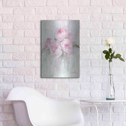 Luxe Metal Art 'Pink Peonies' by Debi Coiules, Metal Wall Art,16x24