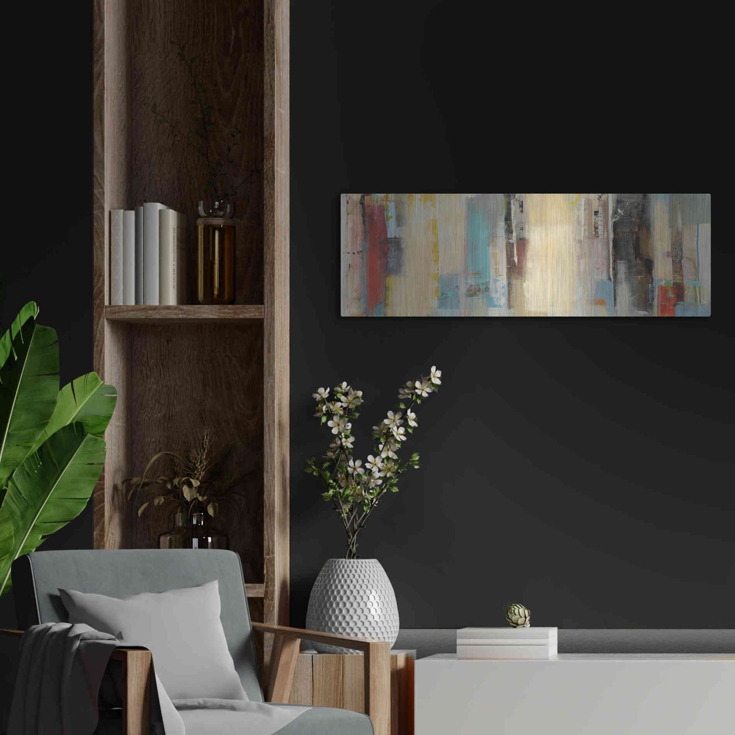 Luxe Metal Art 'Serie Caminos #11' by Ines Benedicto, Metal Wall Art,36x12