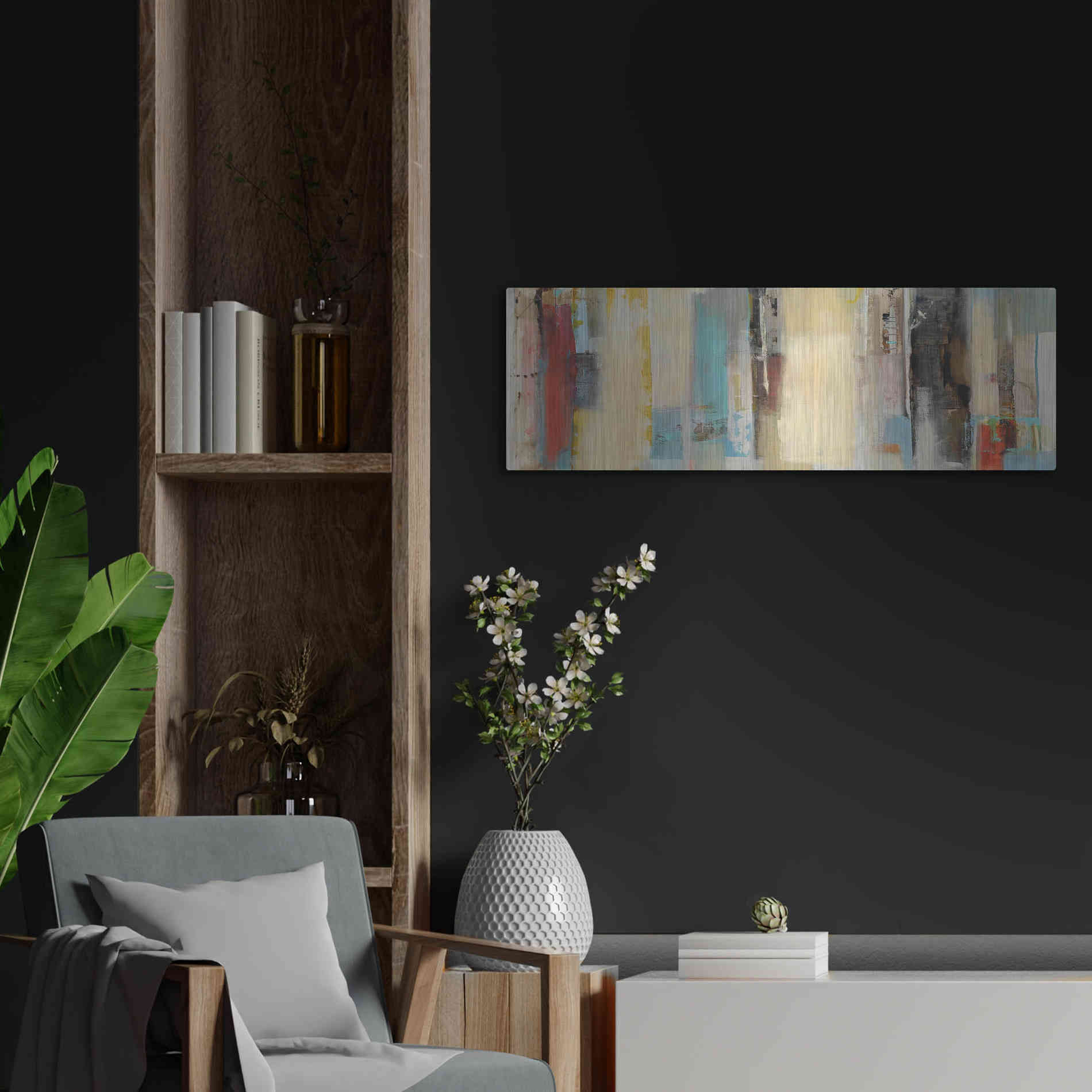 Luxe Metal Art 'Serie Caminos #11' by Ines Benedicto, Metal Wall Art,36x12