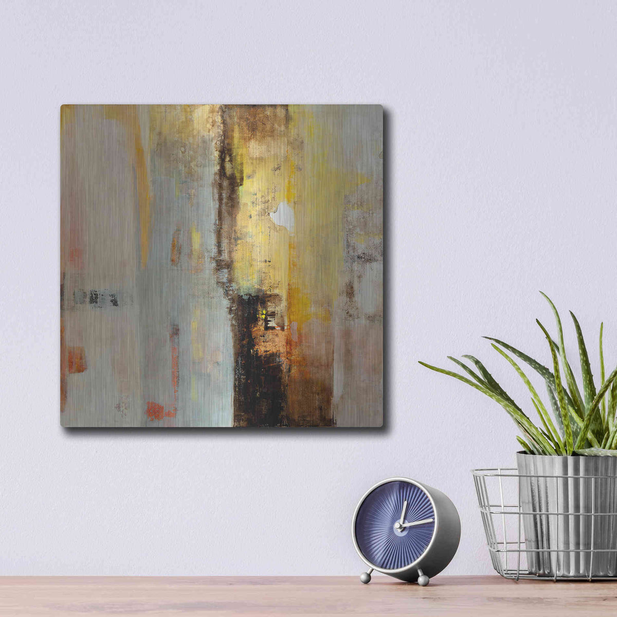 Luxe Metal Art 'Serie Caminos #45' by Ines Benedicto, Metal Wall Art,12x12