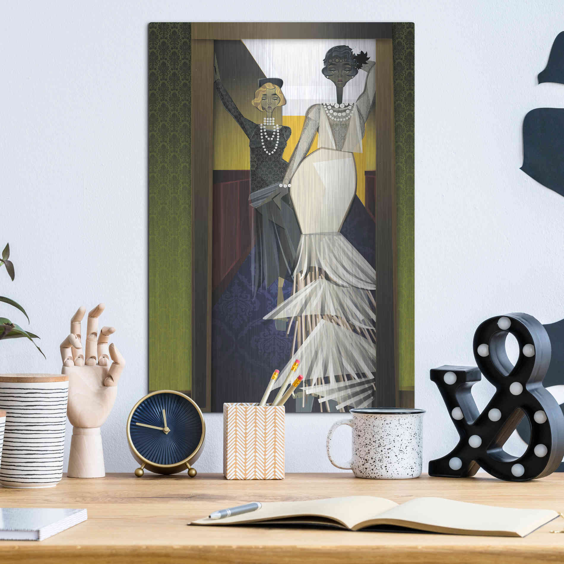 Luxe Metal Art 'The Girls' by Jaleel Campbell, Metal Wall Art,12x16