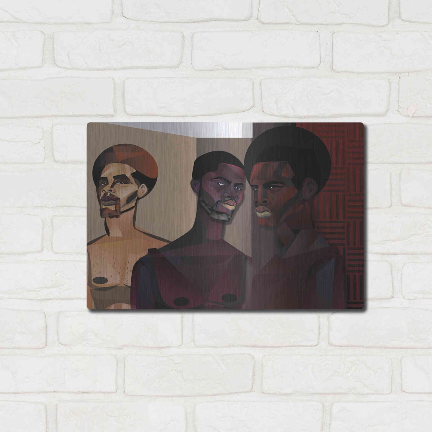 Luxe Metal Art 'Three Men' by Jaleel Campbell, Metal Wall Art,16x12