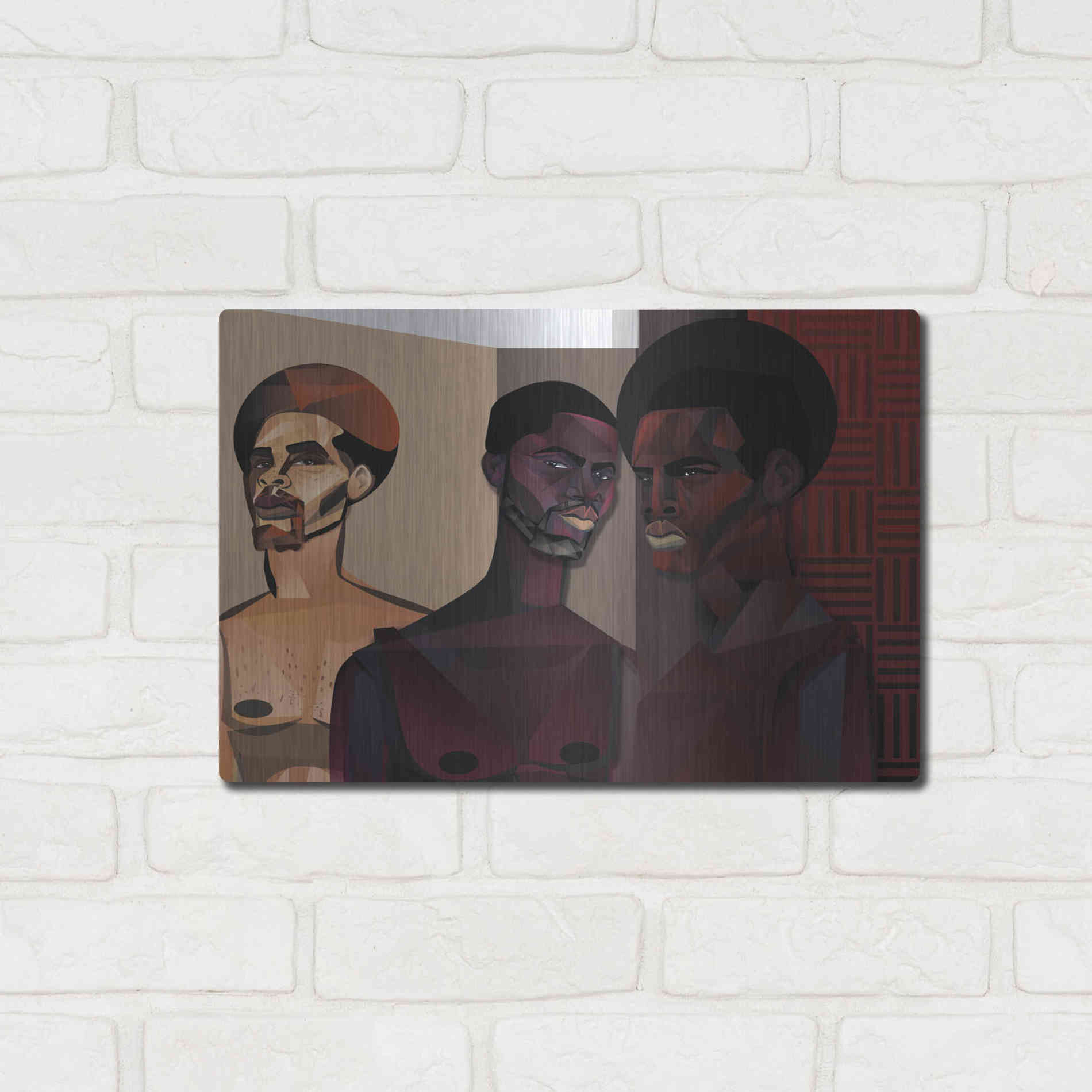 Luxe Metal Art 'Three Men' by Jaleel Campbell, Metal Wall Art,16x12