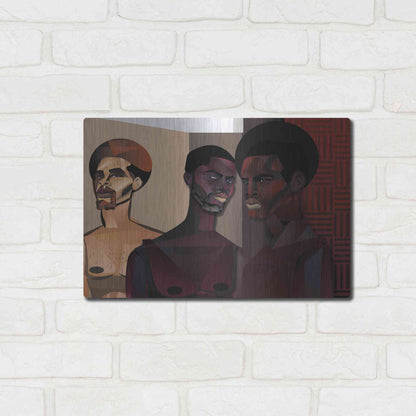 Luxe Metal Art 'Three Men' by Jaleel Campbell, Metal Wall Art,16x12