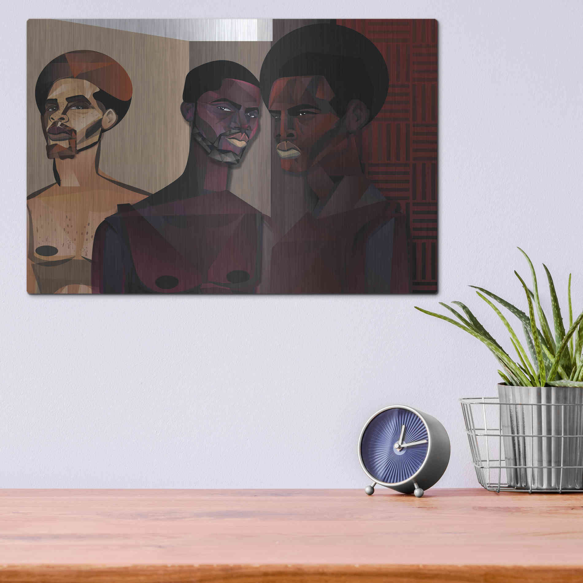 Luxe Metal Art 'Three Men' by Jaleel Campbell, Metal Wall Art,16x12