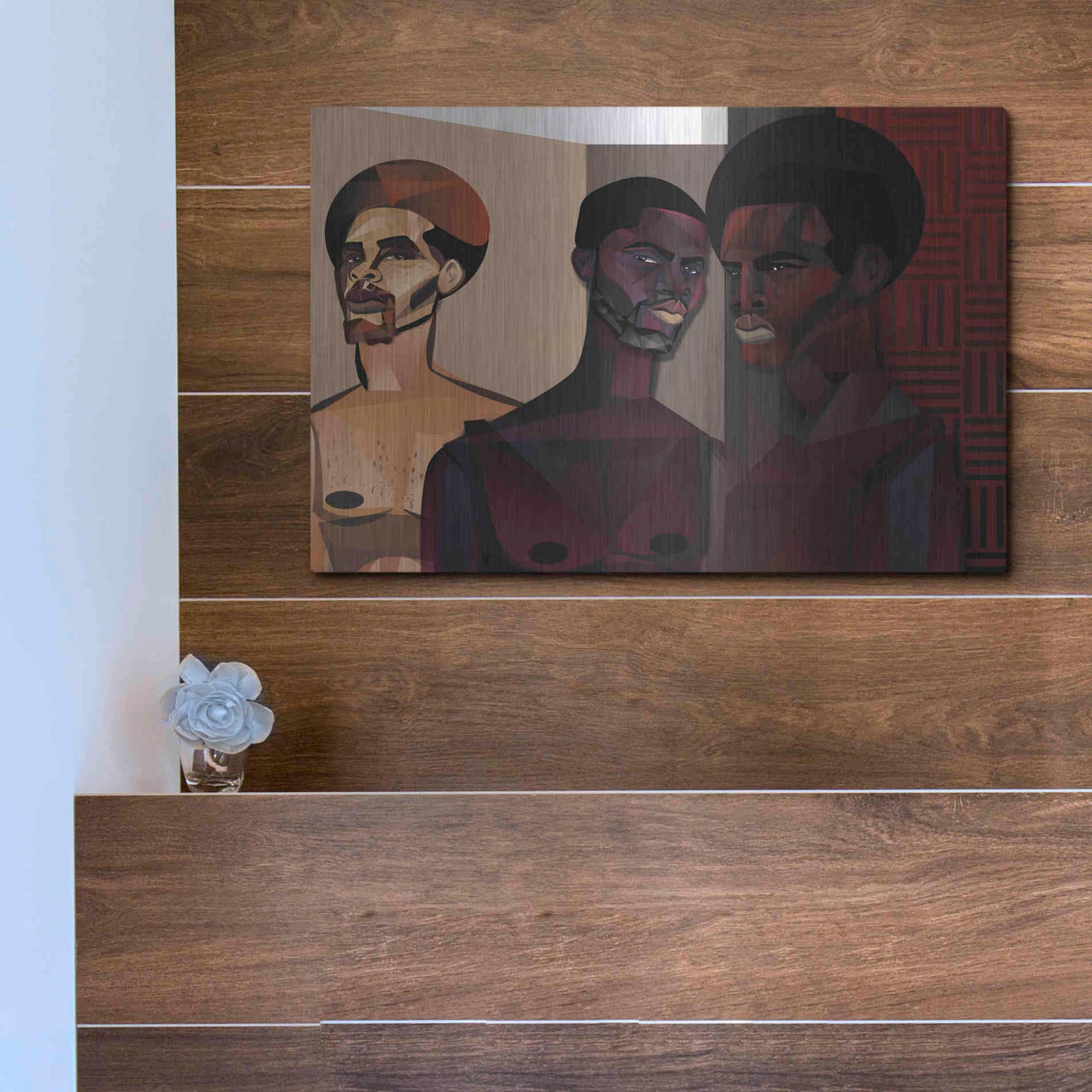 Luxe Metal Art 'Three Men' by Jaleel Campbell, Metal Wall Art,16x12