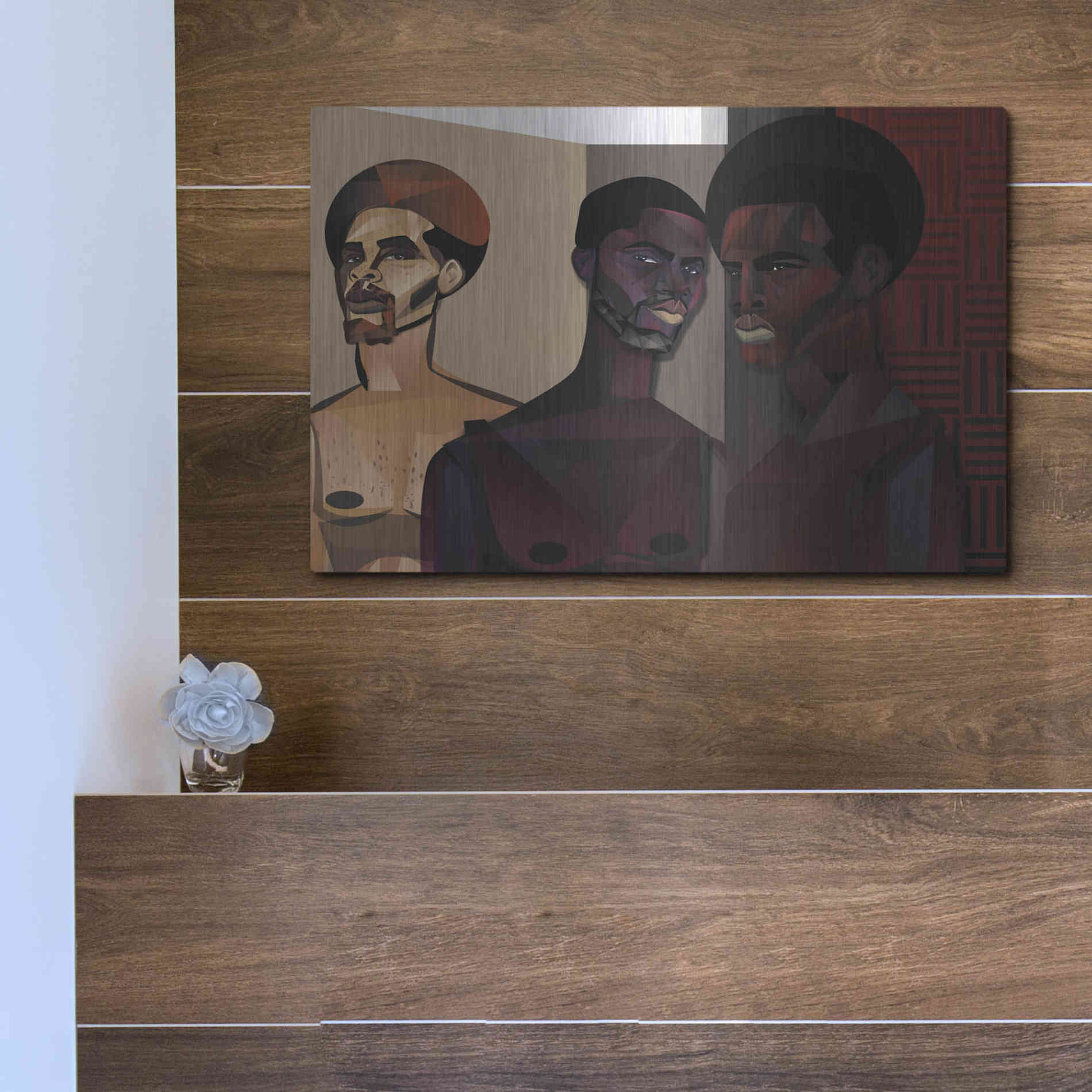 Luxe Metal Art 'Three Men' by Jaleel Campbell, Metal Wall Art,16x12