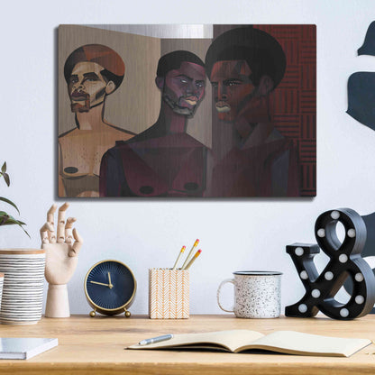 Luxe Metal Art 'Three Men' by Jaleel Campbell, Metal Wall Art,16x12