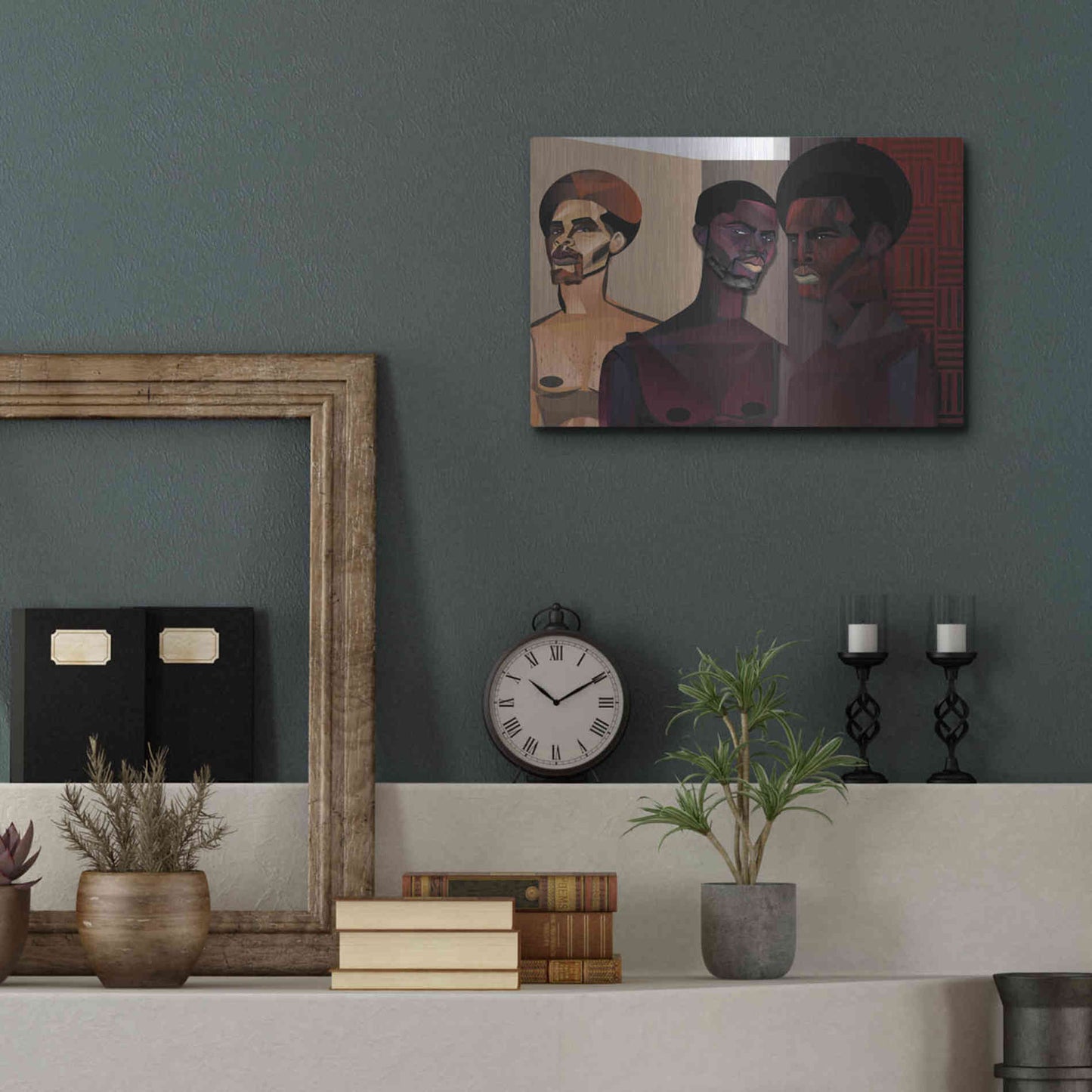 Luxe Metal Art 'Three Men' by Jaleel Campbell, Metal Wall Art,16x12