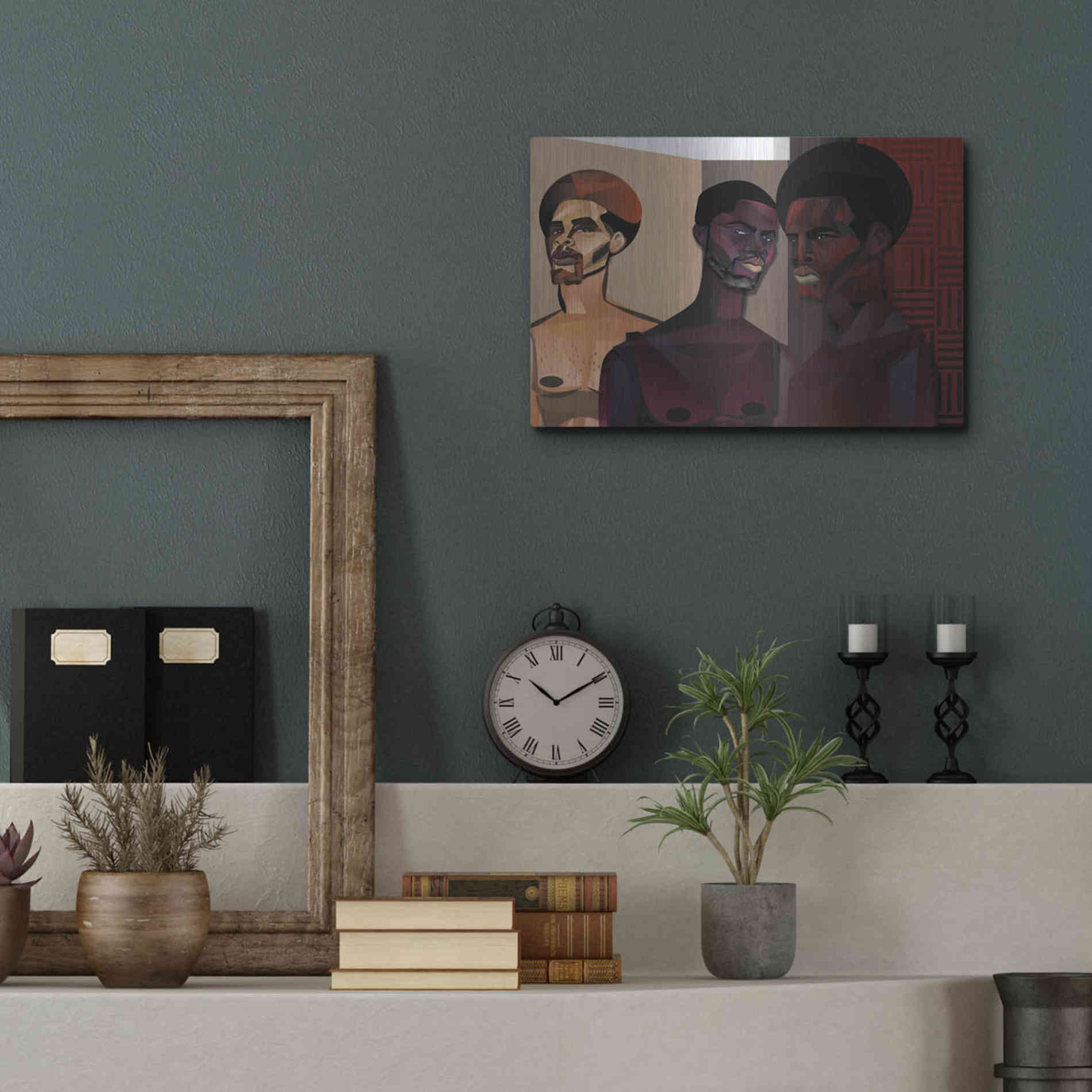 Luxe Metal Art 'Three Men' by Jaleel Campbell, Metal Wall Art,16x12