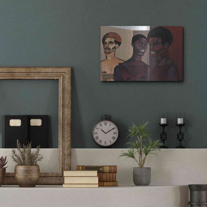 Luxe Metal Art 'Three Men' by Jaleel Campbell, Metal Wall Art,16x12