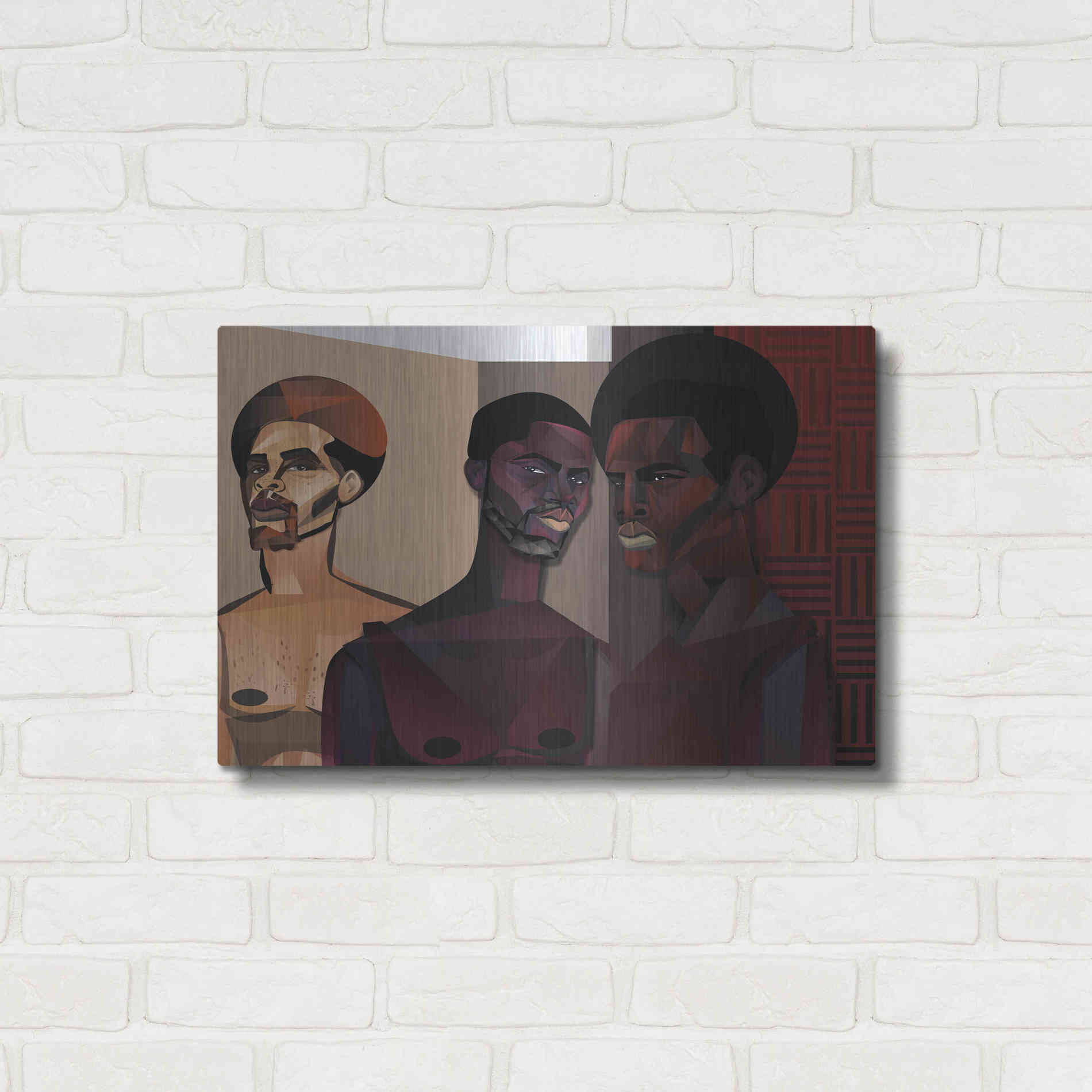 Luxe Metal Art 'Three Men' by Jaleel Campbell, Metal Wall Art,24x16