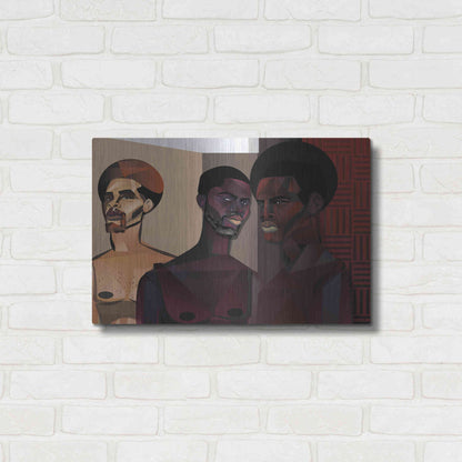 Luxe Metal Art 'Three Men' by Jaleel Campbell, Metal Wall Art,24x16