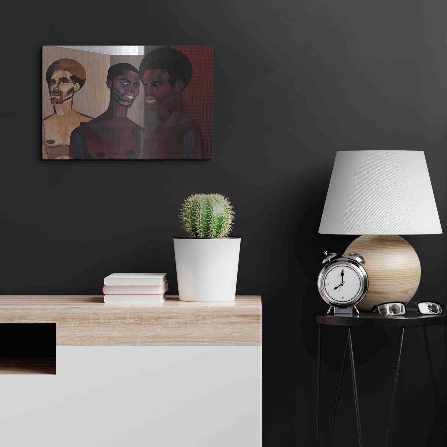 Luxe Metal Art 'Three Men' by Jaleel Campbell, Metal Wall Art,24x16