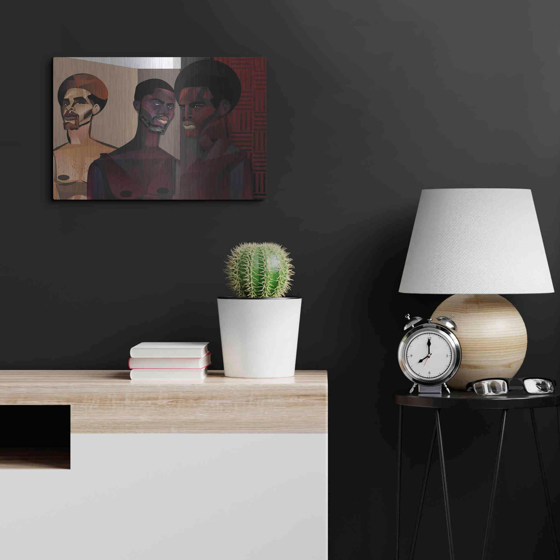 Luxe Metal Art 'Three Men' by Jaleel Campbell, Metal Wall Art,24x16