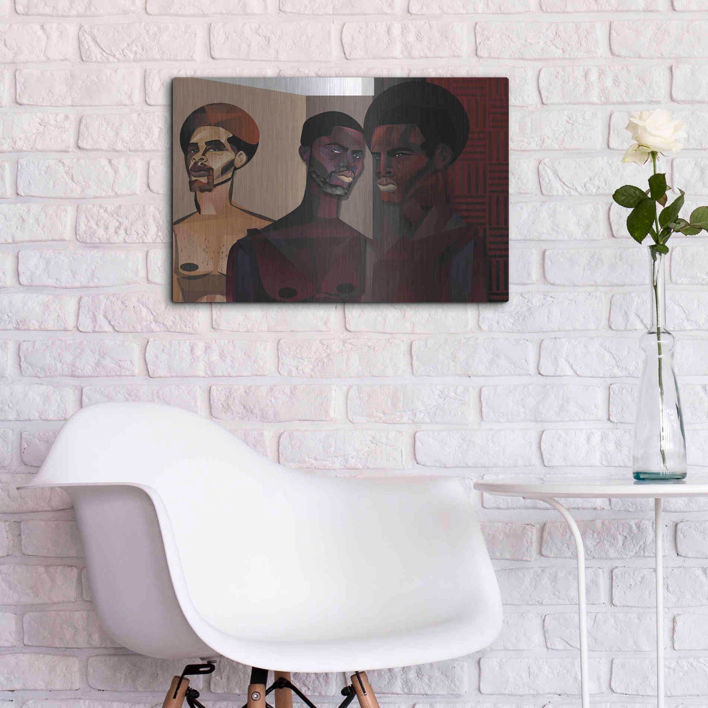 Luxe Metal Art 'Three Men' by Jaleel Campbell, Metal Wall Art,24x16