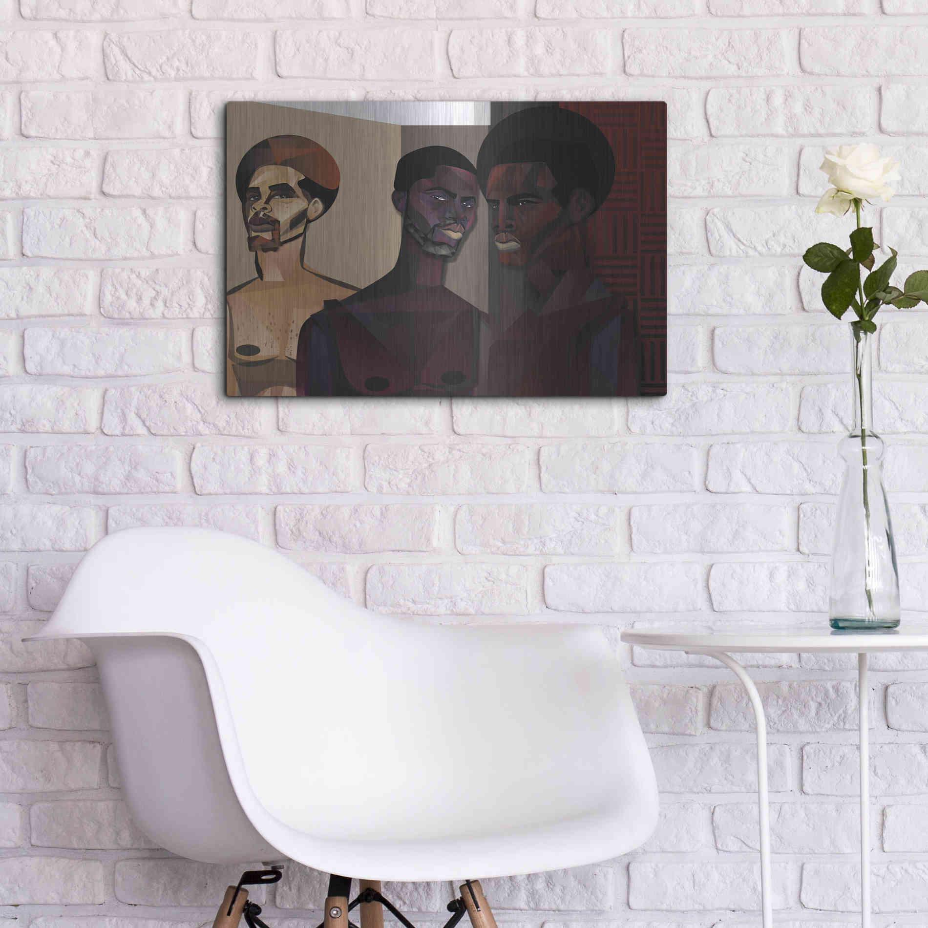 Luxe Metal Art 'Three Men' by Jaleel Campbell, Metal Wall Art,24x16