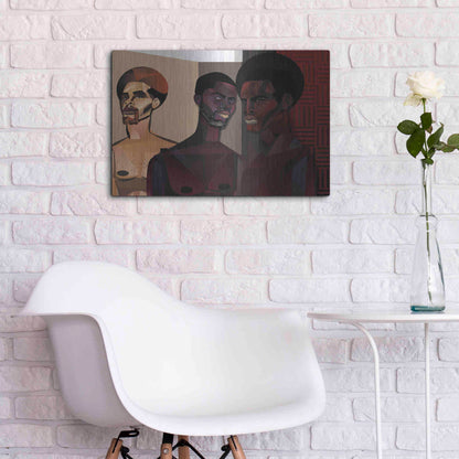 Luxe Metal Art 'Three Men' by Jaleel Campbell, Metal Wall Art,24x16