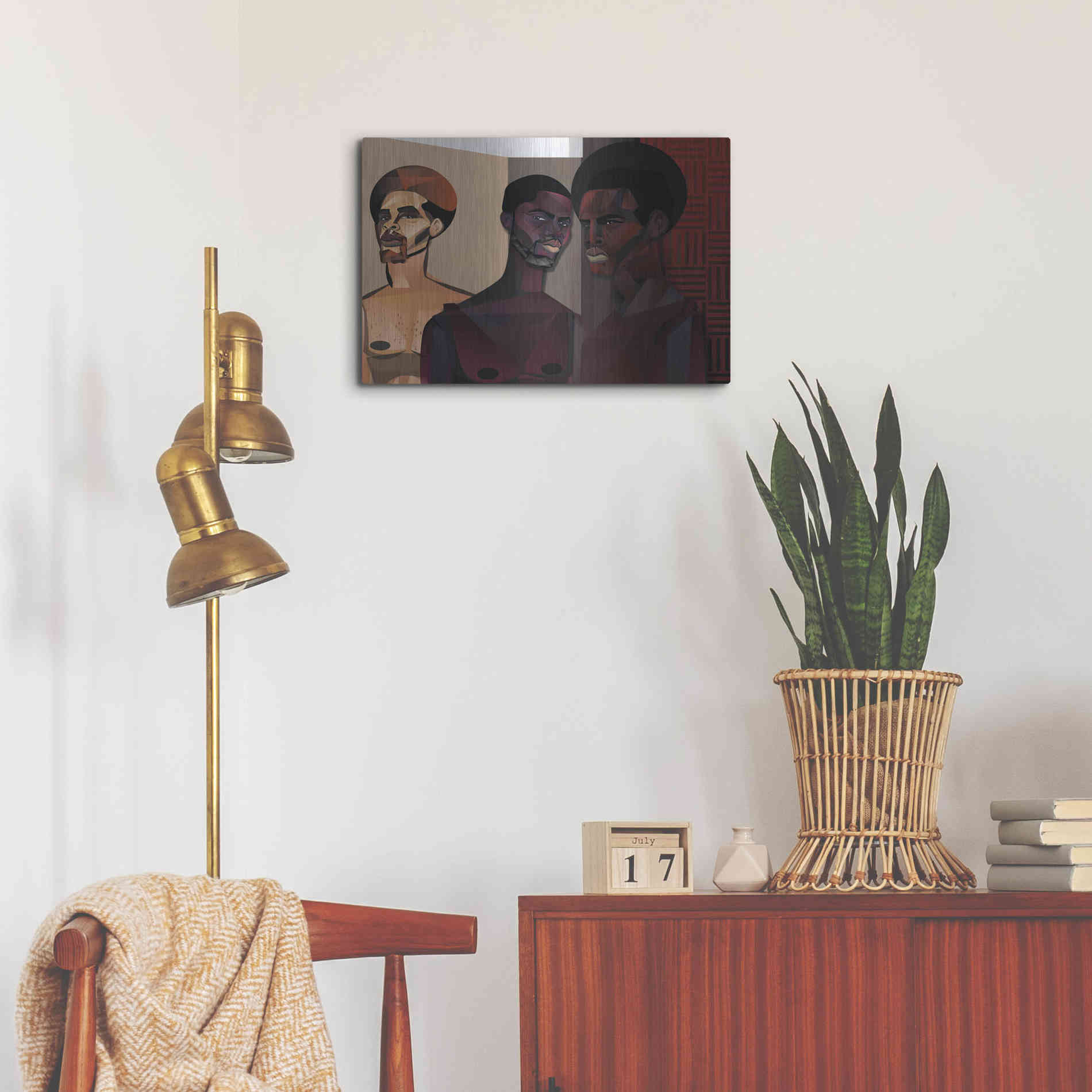 Luxe Metal Art 'Three Men' by Jaleel Campbell, Metal Wall Art,24x16