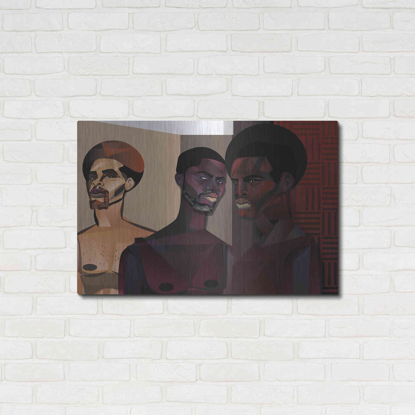Luxe Metal Art 'Three Men' by Jaleel Campbell, Metal Wall Art,36x24