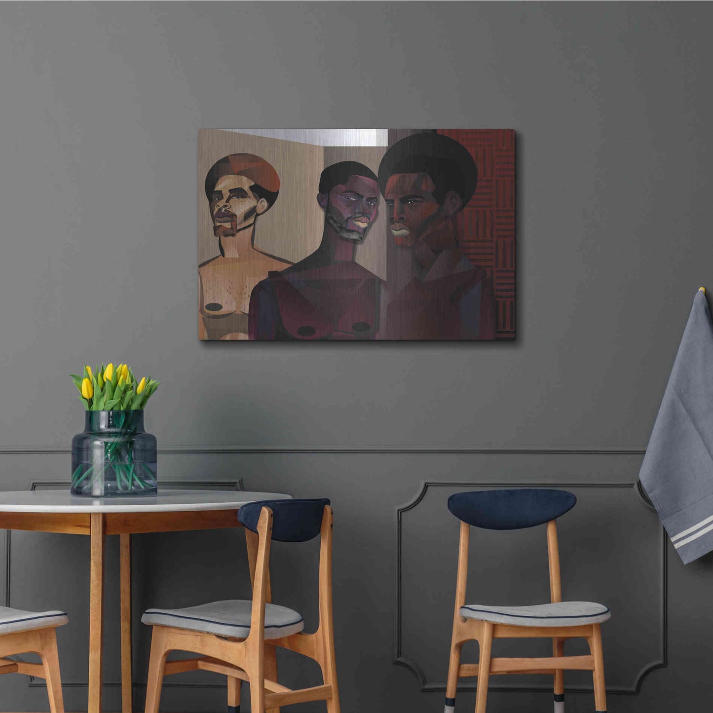 Luxe Metal Art 'Three Men' by Jaleel Campbell, Metal Wall Art,36x24