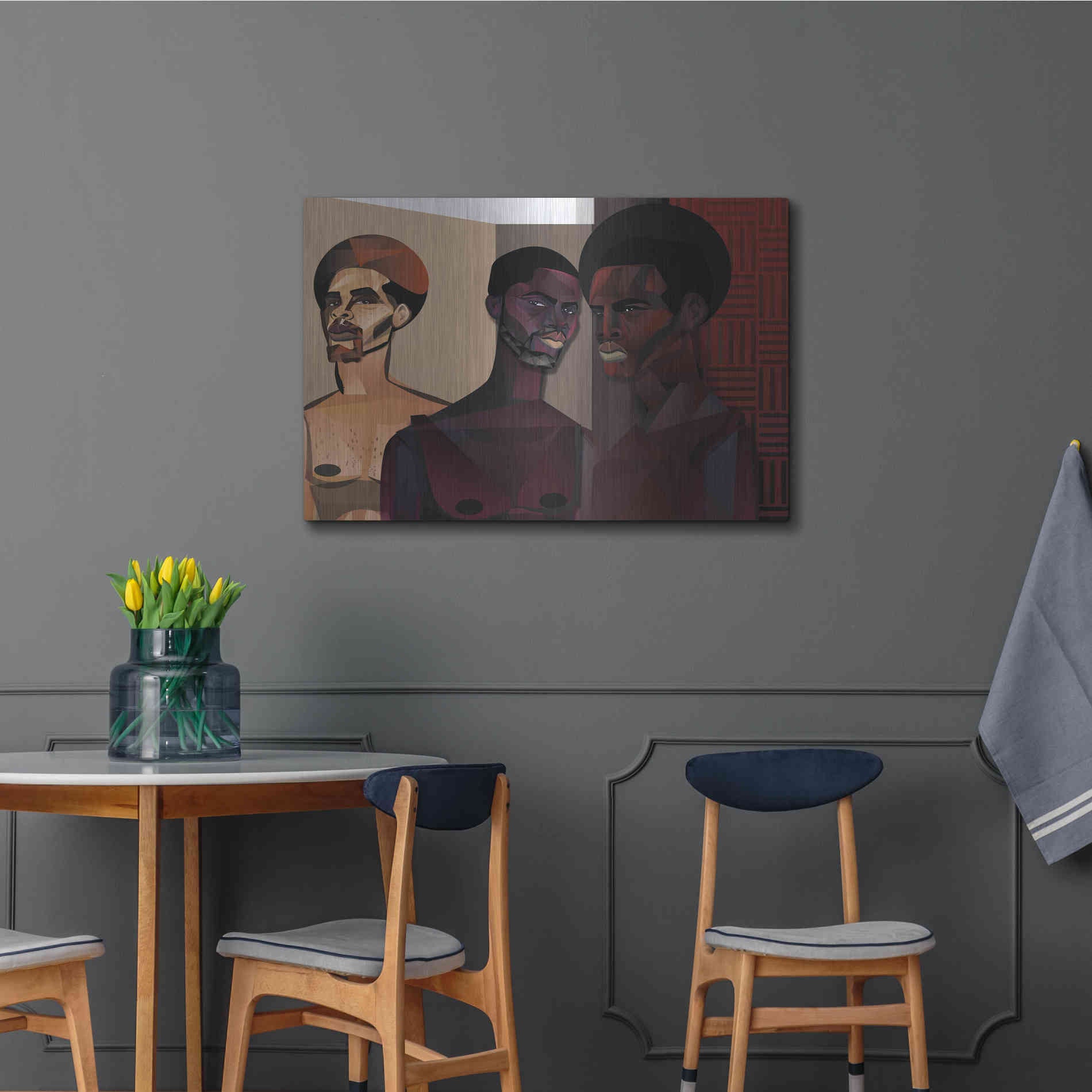 Luxe Metal Art 'Three Men' by Jaleel Campbell, Metal Wall Art,36x24