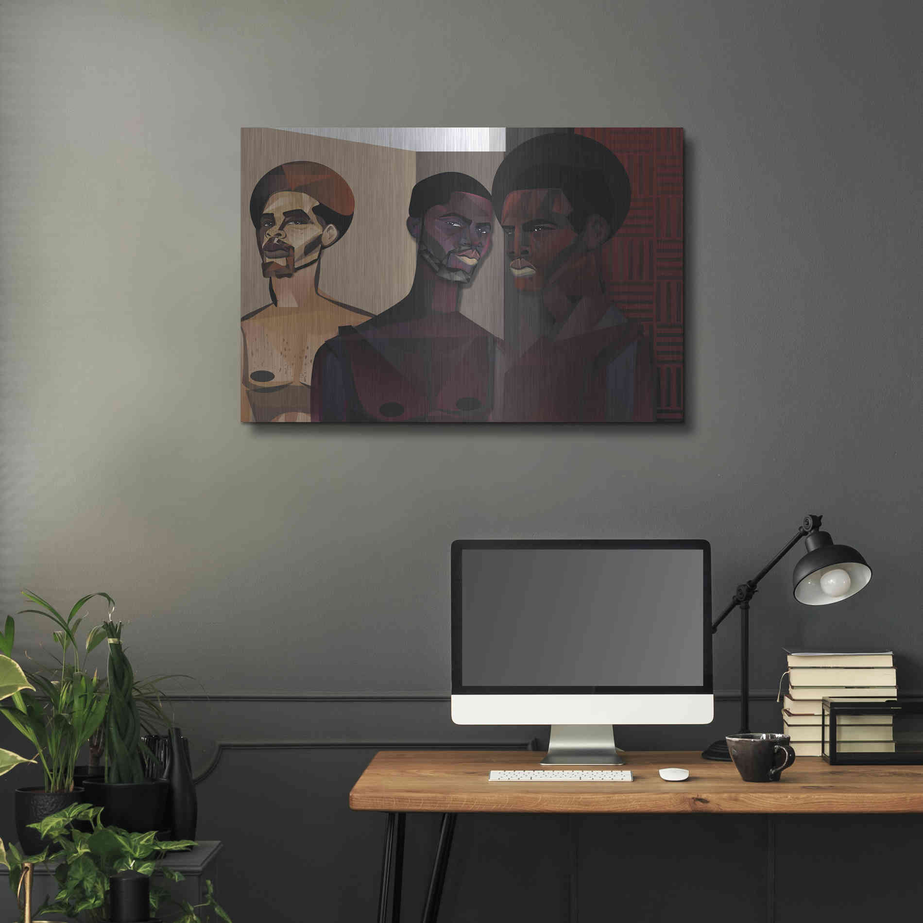 Luxe Metal Art 'Three Men' by Jaleel Campbell, Metal Wall Art,36x24