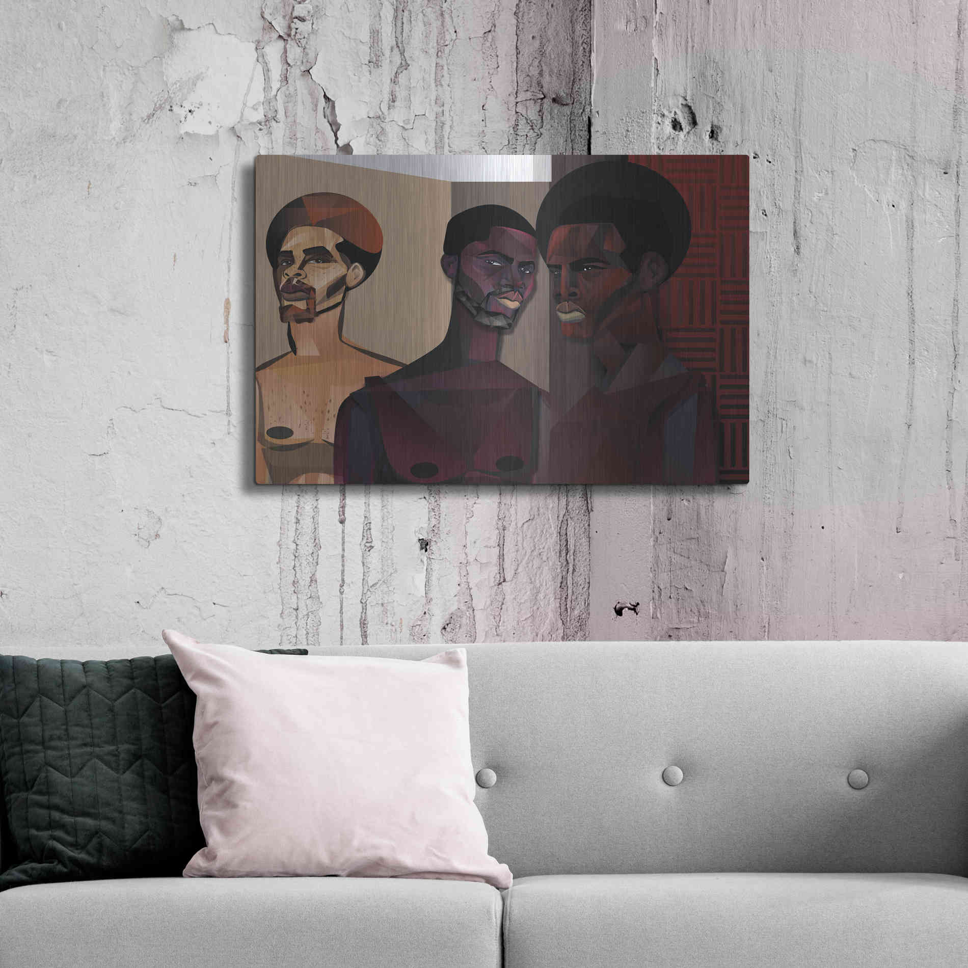 Luxe Metal Art 'Three Men' by Jaleel Campbell, Metal Wall Art,36x24