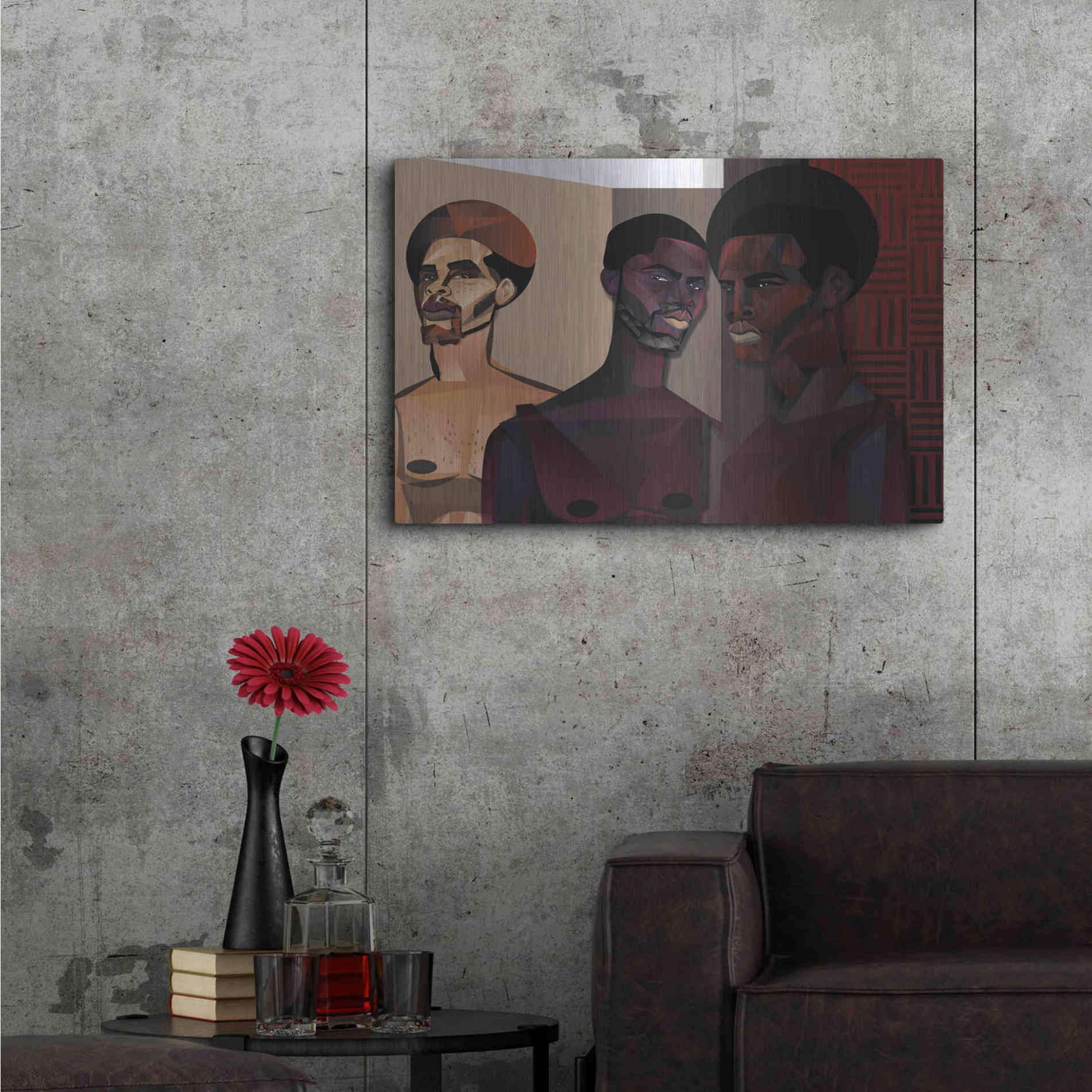 Luxe Metal Art 'Three Men' by Jaleel Campbell, Metal Wall Art,36x24