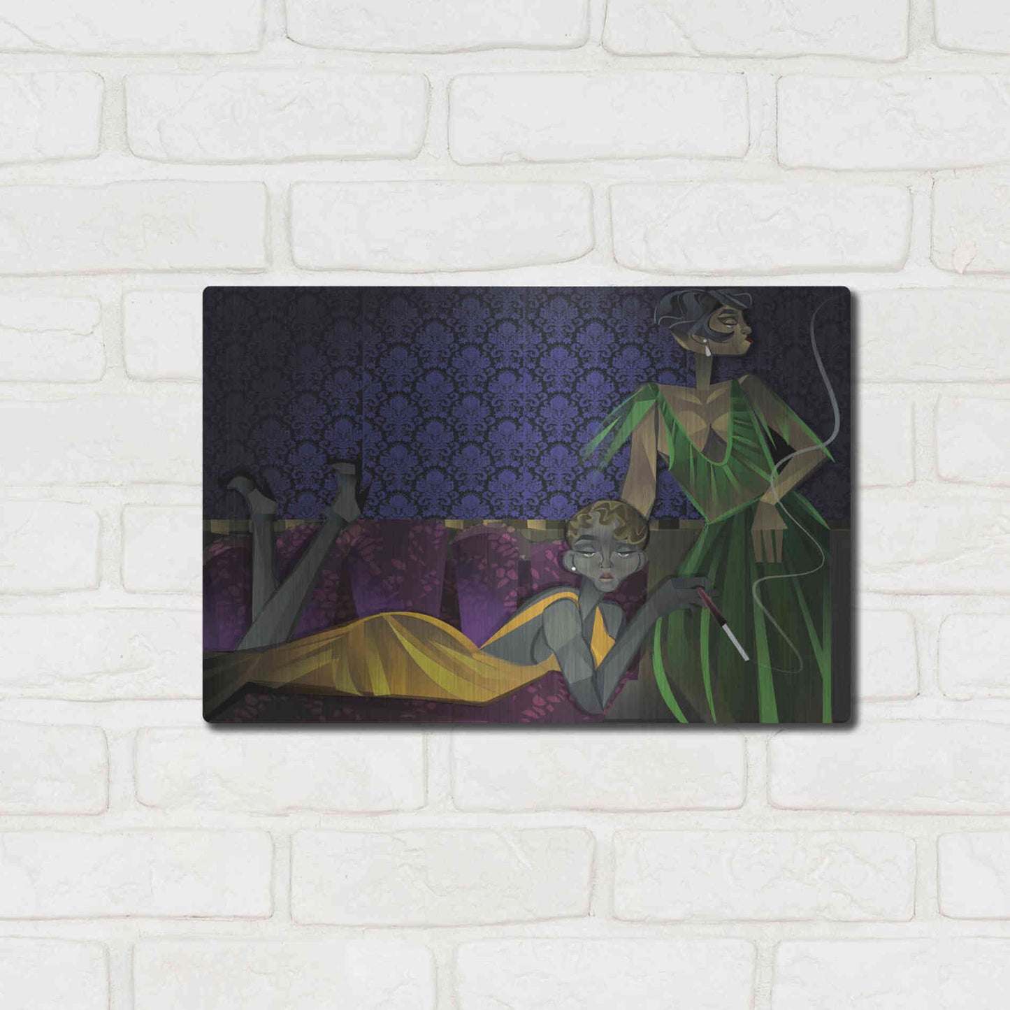 Luxe Metal Art 'Two Women' by Jaleel Campbell, Metal Wall Art,16x12