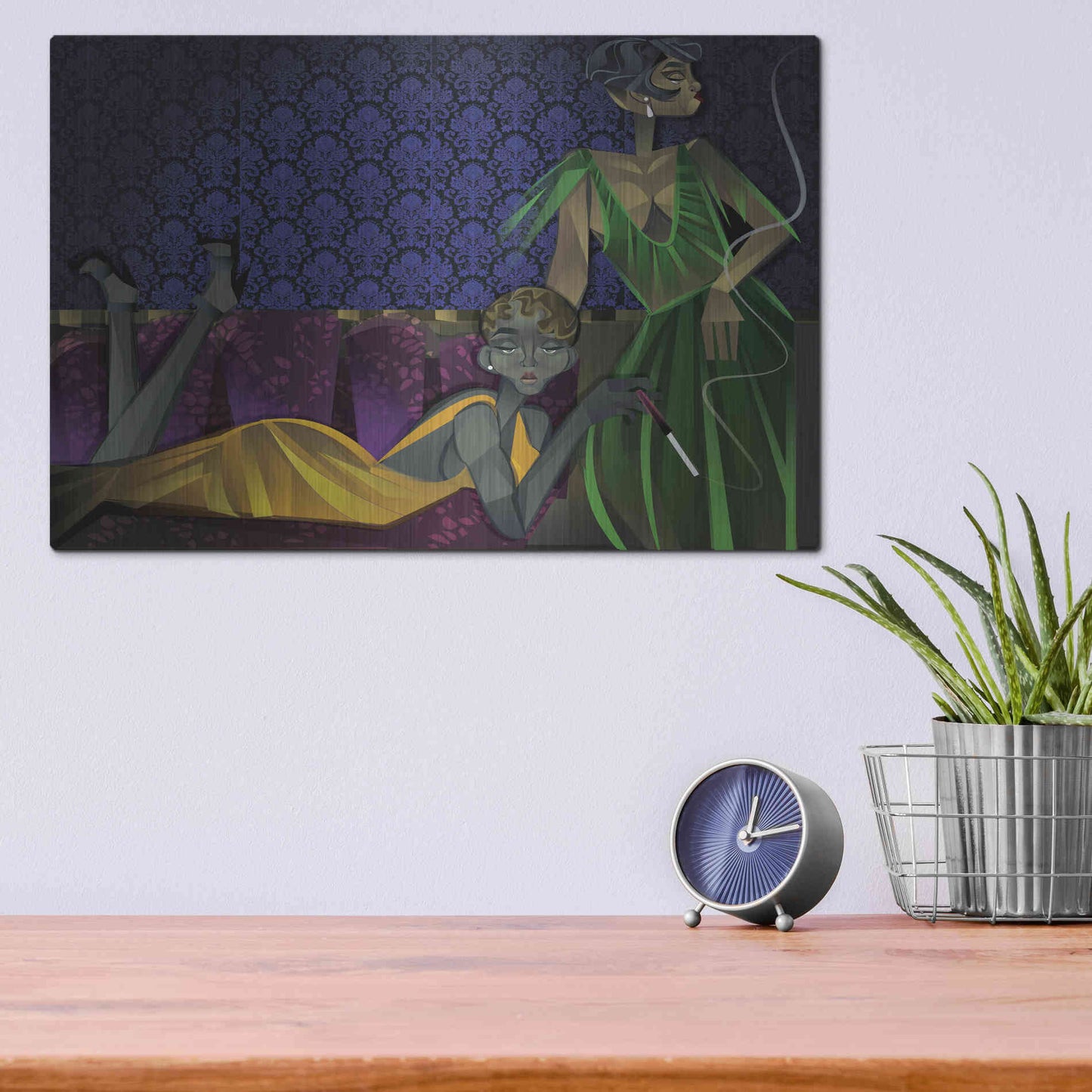 Luxe Metal Art 'Two Women' by Jaleel Campbell, Metal Wall Art,16x12