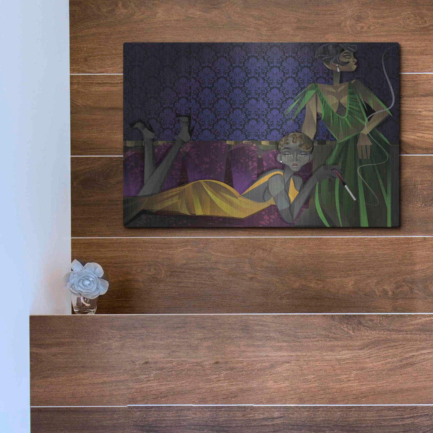 Luxe Metal Art 'Two Women' by Jaleel Campbell, Metal Wall Art,16x12