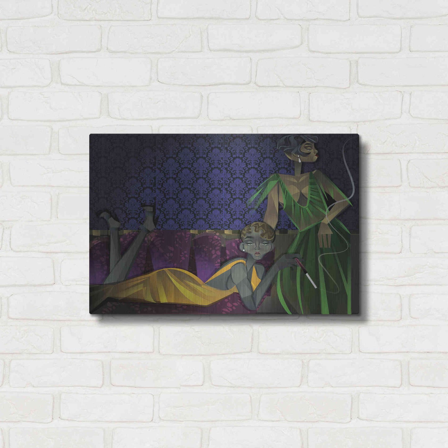 Luxe Metal Art 'Two Women' by Jaleel Campbell, Metal Wall Art,24x16