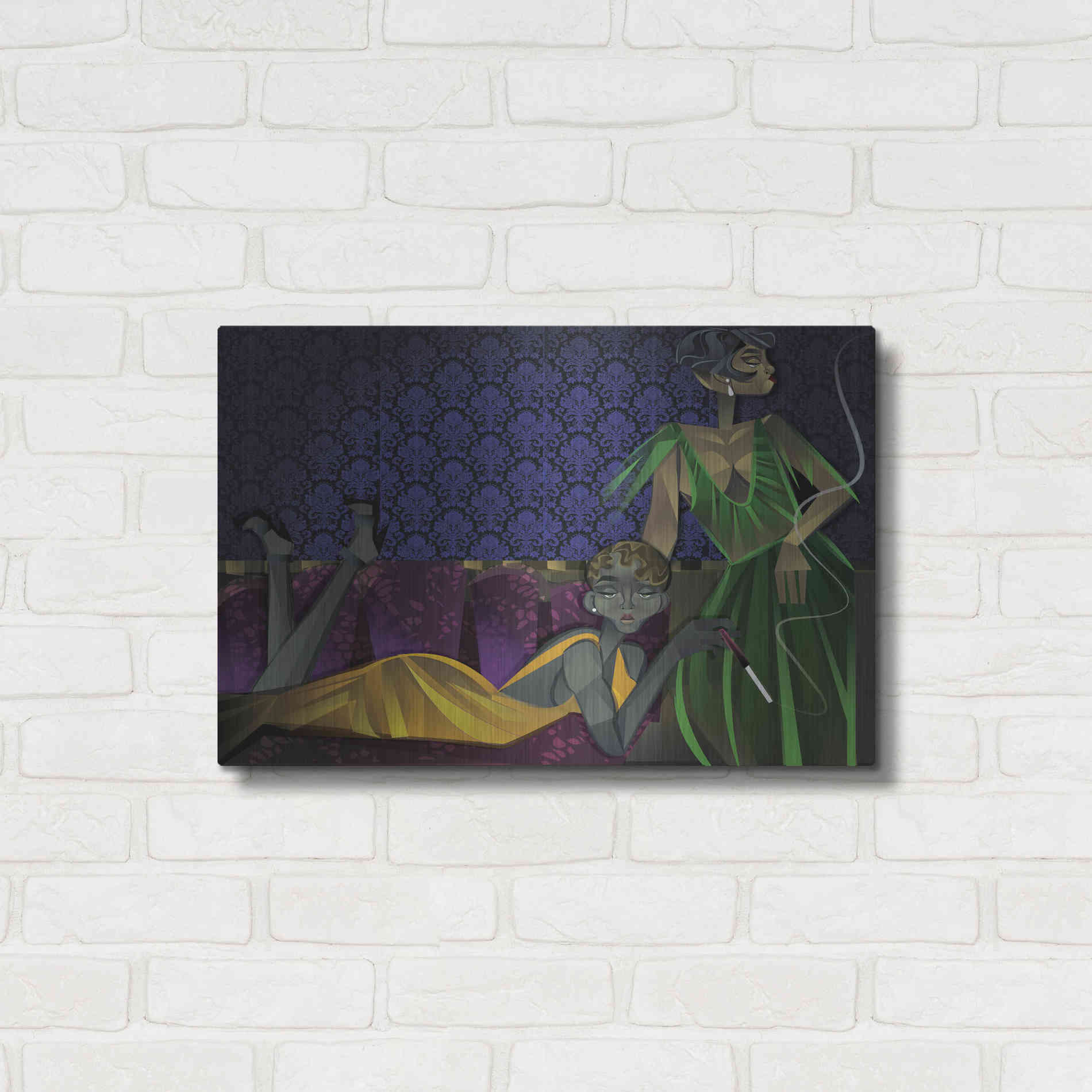 Luxe Metal Art 'Two Women' by Jaleel Campbell, Metal Wall Art,24x16