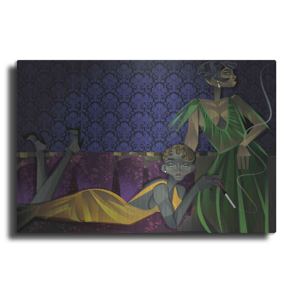 Luxe Metal Art 'Two Women' by Jaleel Campbell, Metal Wall Art